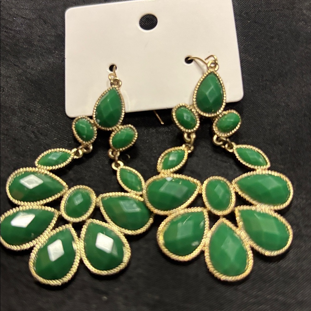 Elegant Green Chandelier Earrings